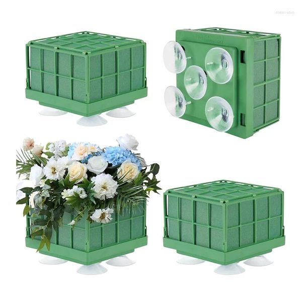 Fleurs décoratives Cage en mousse florale avec support de blocs de fleurs carrés pour arrangements artificiels 4pcs durables