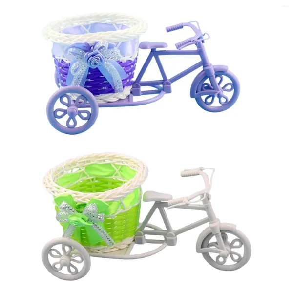 Fleurs décoratives panier de fleurs Bicycle de décoration artificielle Amours de stand de stand Gift Bike Planter Mini tricycle pour intérieur extérieur