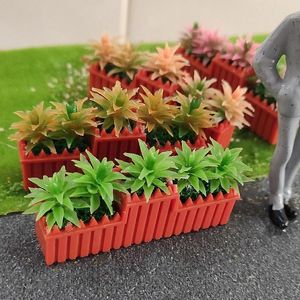 Flores decorativas Cama de flores Simulación en miniatura Mesa de arena Modelo Decoración del hogar Maceta para plantas al aire libre Valla de plástico Accesorios de tiro