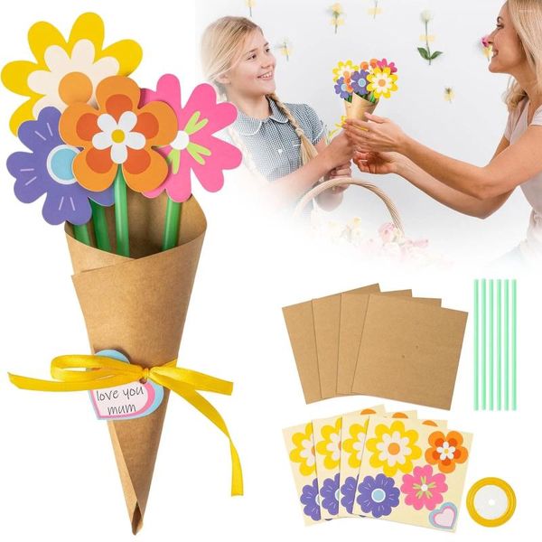 Kit artisanal de Bouquet de fleurs décoratives, 24 pièces, cartes d'anniversaire pour la fête des mères et les premiers vœux d'une sœur