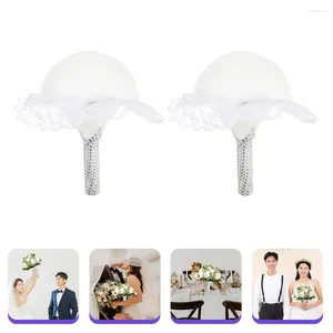 Fleurs décoratives Flower Bouquet Holder 2pcs Mariage Floral Handle For Bride Bride Artificial Fresh Party Supplies