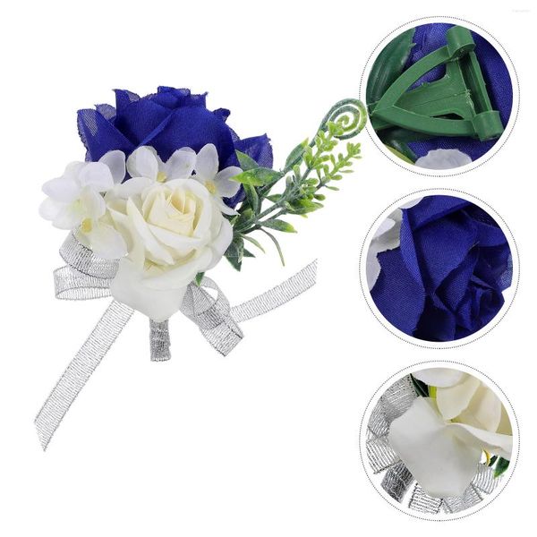 Fleurs décoratives Fleur Bracelet Mariée Poignet Corsage Bracelet 12X12X10 CM Fournitures De Mariage Demoiselle D'honneur Bracelet En Soie Époux