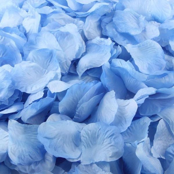 Flores decorativas Decoración de flores 1000 piezas Favores Pétalos de rosa de seda azul Fiesta artificial Hogar