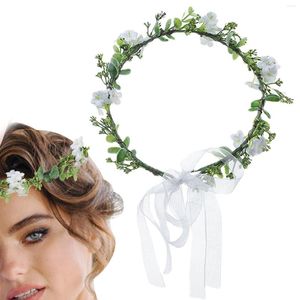 Fleurs décoratives pour fille, couvre-chef à feuilles vertes, style Boho, couronne de mariée, bandeau Floral, Festivals de mariage