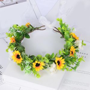 Fleurs décoratives fleur cheveux accessoires bandeaux pour femmes filles Po accessoires de coiffure artificielle couronne florale fée mariée mariage