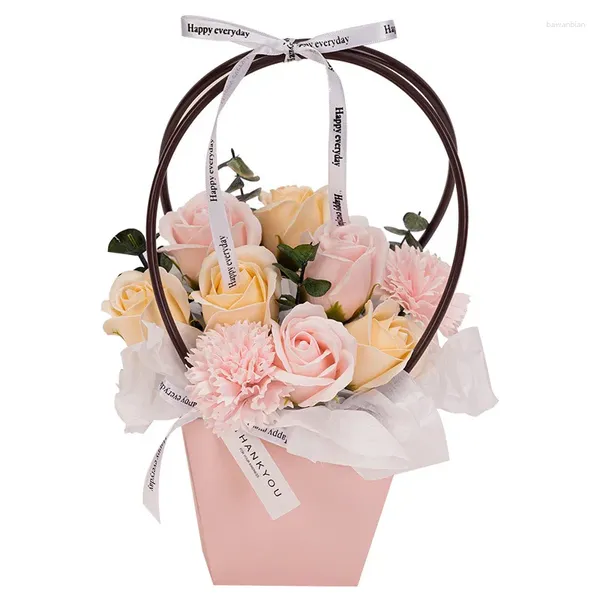 Fleurs décoratives fleurs lumières savon Rose Bouquet artificiel mère père cadeaux pour couronne de Festival