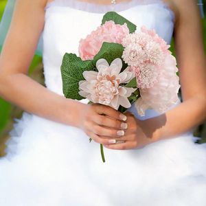 Flores decorativas Simulación de flores Peony Bouquet Wedding Silk Hand Tied Ganero Filtros Invierno