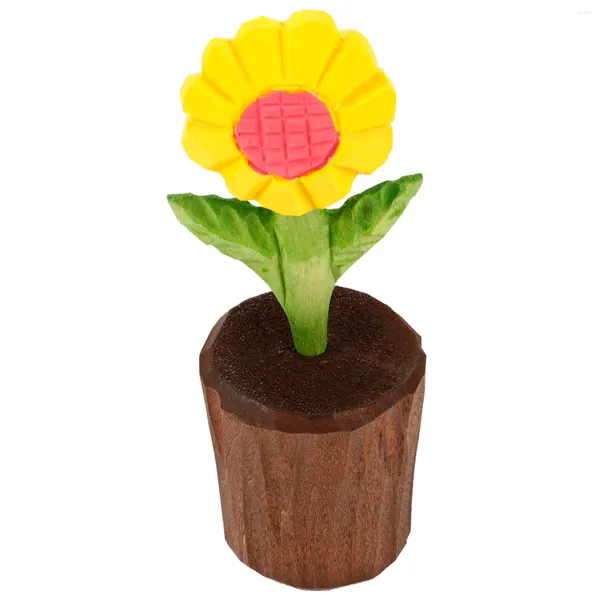 Fleurs décoratives fleur sculpture sur bois ornements en bois tournesol mariage cadeau artificiel décor Statue cadeaux