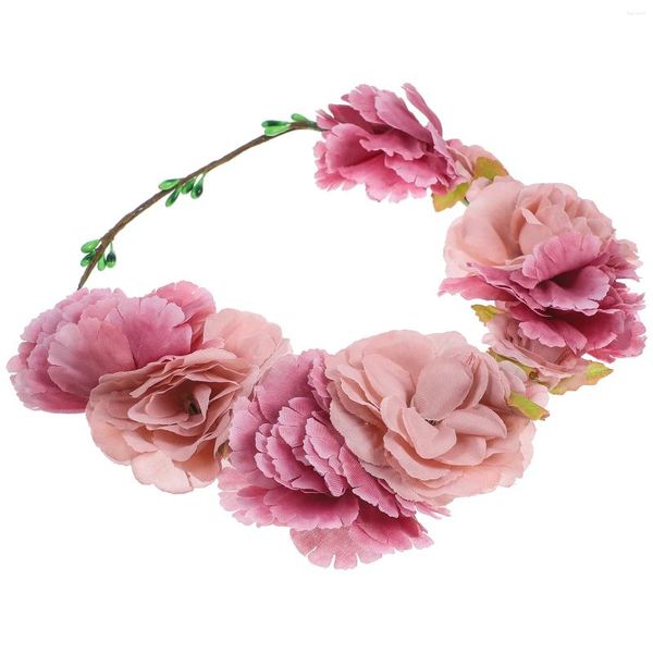 Fleurs décoratives fleur couronne bandeau floral Garland Crown Hair Accessoires avec ruban pour le mariage Party Party Light Cafe