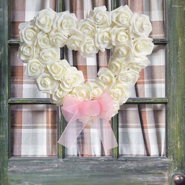 Guirlande de fleurs décoratives en forme de cœur, pour porte suspendue de la saint-valentin, décoration de scène de fête de mariage, ornement
