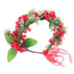 Fleurs décoratives couronne de fleurs baies de mariage casque de Noël bandeau demoiselle d'honneur Berry cheveux Floral rouge coiffes femmes accessoire