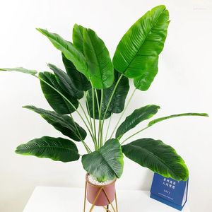 Fleurs décoratives 80 cm, 18 feuilles, grand bananier artificiel, fausses plantes tropicales, feuilles de Monstera en plastique, palmier pour jardin de mariage