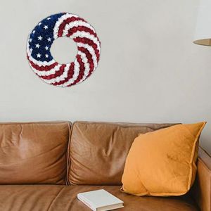 Fleurs décoratives porte en mousse guirlande suspendue éléments de drapeau américain couronne patriotique doux au toucher fête de l'indépendance décoration de fête