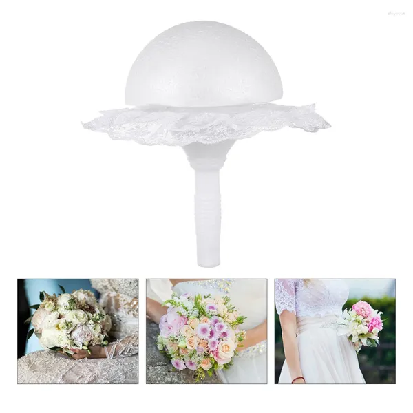 Flores decorativas, soportes para ramo de hemisferio de espuma, suministro de boda, ramos de novia, mango Artificial DIY