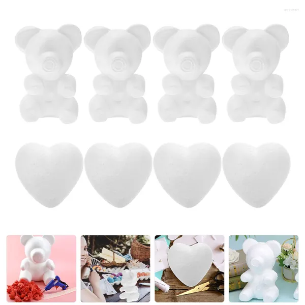 Fleurs décoratives en mousse de polystyrène, bricolage artisanal en polystyrène en forme de cœur, fleur de Rose en forme florale, animal de jour blanc pour l'artisanat des ours