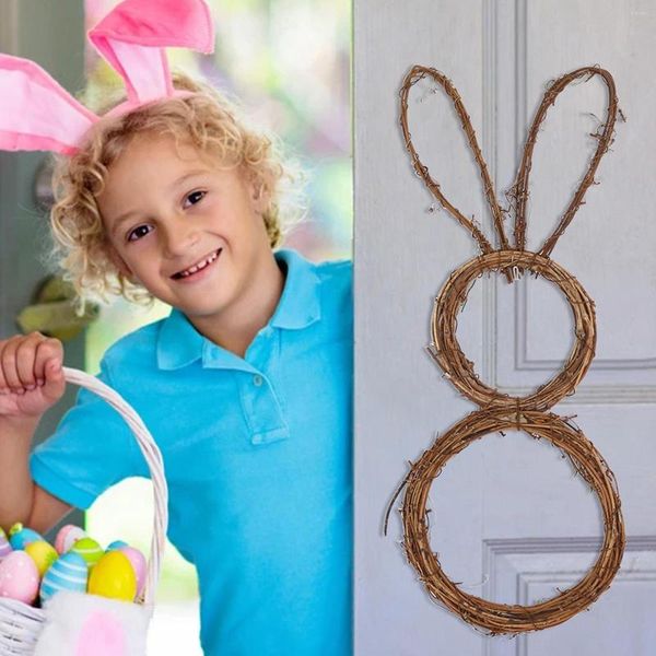 Flores decorativas Plegables Guirnaldas de Pascua DIY Rota Círculo Puerta delantera Guirnalda Encantos Colgantes de pared Adornos Regalos Decoración para el hogar para interiores