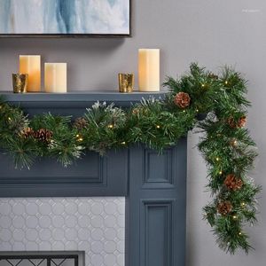 Fleurs décoratives pied artificiel mélange de Noël à lad de Noël avec branches enneigées et pommes de pin vert / clair