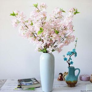 Decoratieve bloemen buitenlandse handel uitstekend product kunstmatige lila bloem bruids boeket kersen bloesem zijden nep bruiloft diy home deco