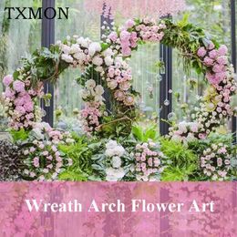 Decoratieve bloemen Forest Series Krans Arch Flower Art Simulation Silk Home EL Wedding Achtergrond Deco Stage Scene Layout Shooting Props