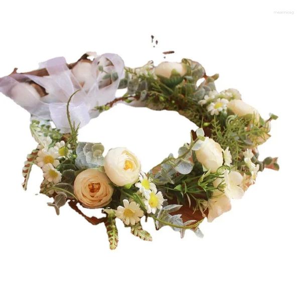 Couronne de fleurs décoratives de Style forêt, couvre-chef pour robe de mariée, photographie Po Shoot, plante verte, accessoires pour cheveux