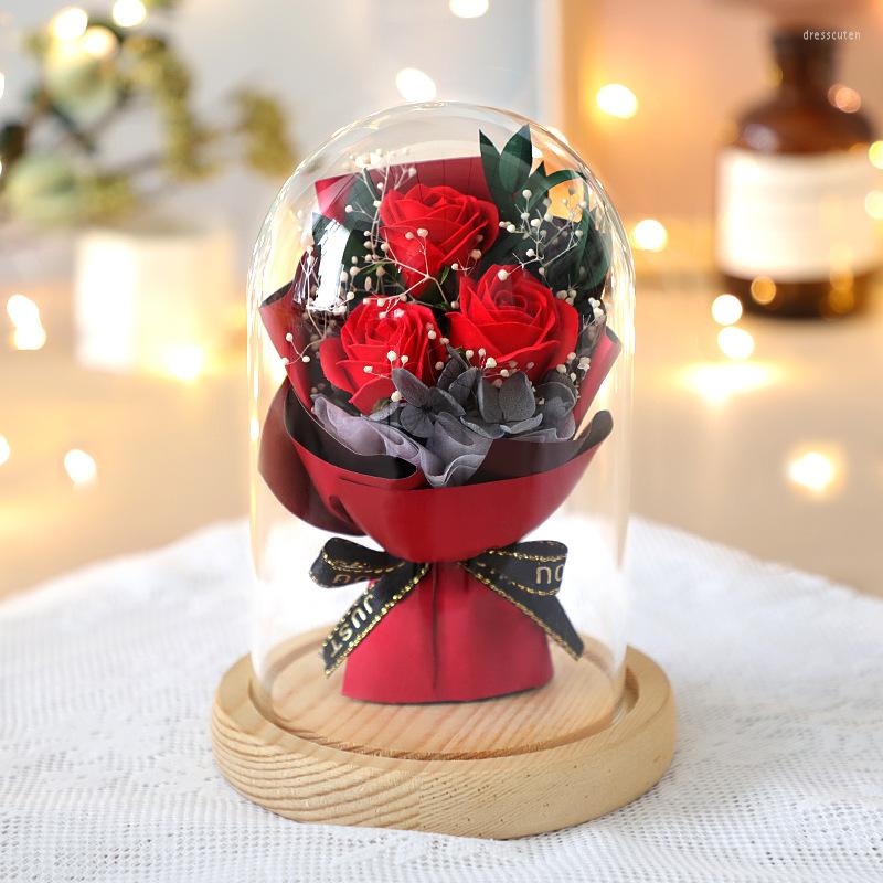 Decorative Flowers Forever Preserved Real Rose Bouquet Gifts For Her Women Christmas Valentines Day Eternal Flower In Glass Mothers