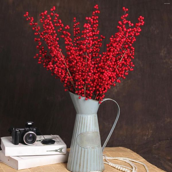 Fleurs décoratives fruits de Fortune fleur artificielle branche de baies rouges Simulation 65CM accessoires de bricolage de noël ornements en mousse