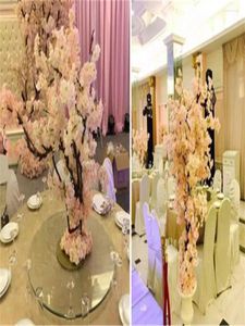 Flores decorativas de cuatro ramas simulación de cerezo ramo de flor de cerezo 100 cm de largo arco de boda flor de la flor decoración del hogar