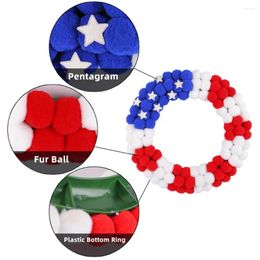 Fleurs décoratives Fourth of Juillet Couronne Patriotic USA Flag Garland Independence Day Stars STARS Decoration for Front Door Wall 4th Thème