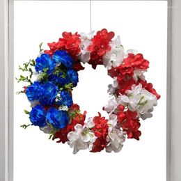 Fleurs décoratives quatrième de juillet guirlande Americana décor fête de l'indépendance guirlande brindille drapeau américain pour Memorial Da