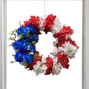 Decoratieve Bloemen Vierde Juli Krans Americana Decor Onafhankelijkheidsdag Garland Takje Amerikaanse Vlag Voor Memorial Da