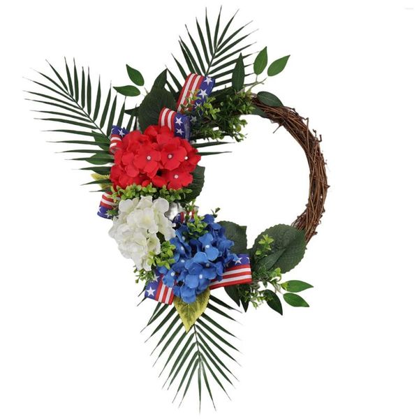 Fleurs décoratives quatrième de juillet couronnes patriotique américain fait à la main signes commémoratifs pour kits de couronne de porte d'entrée rustique à faire