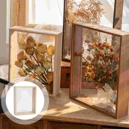 Decoratieve bloemen frame Postbus Display Bloem Specimen Afbeeldingskaders Schaduw Memory Case Geperste tafel Gedroogd bureau Wood zwevend diep