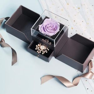 Decoratieve bloemen Gratis Bloo Home Decor Eternal Rose Jewelry Box voor vrouwen Put Gedrooge bloem bruiloft Valentijnsdag Verjaardag Kerstmis