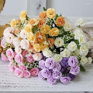Fleurs décoratives françaises, 5 fourchettes, 20 petites fleurs de Simulation lilas, décoration de mariage et de maison, faux accessoire de photographie