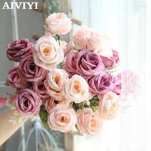 Decoratieve bloemen Fris Diana Rosebud Artificial Flower Real Touch Rose Diy Wedding Party Birthday Home Decorations