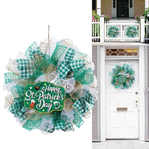 Panier de porte d'entrée à fleurs décoratives, joyeux noël pour la Saint-jour, couronne de lutin, décor de ruban