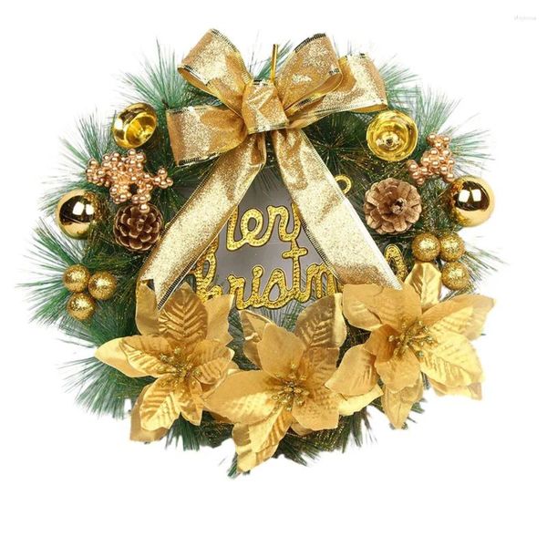 Couronne de noël à fleurs décoratives pour porte d'entrée, 11 à 81 pouces, décoration avec nœud et utilisation intérieure et extérieure, atmosphère Festive