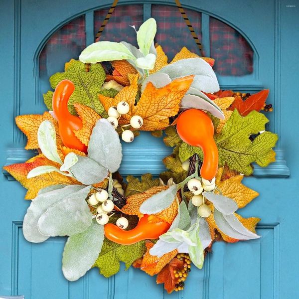 Flores decorativas Puerta delantera Corona colgante Garra de Acción de Gracias Garland Cosches de otoño para decoración de la pared