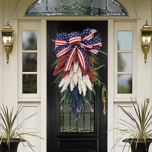 Fleurs décoratives porte d'entrée jour de l'indépendance guirlande mémorial ornement maison pendentif porche décor extérieur décoration
