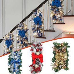 Fleurs décoratives Porte d'entrée extérieure Prélite de couronne de couronnes d'escalier décoration de Noël conduit les escaliers gnome # t2g