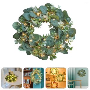 Decoratieve bloemen voordeur krans kunstmatige kransen buiten eucalyptus lichten bruiloft hart ornamenten groen zomer