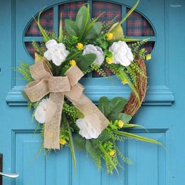 Decoratieve bloemen voordeur krans gemakkelijk om op te hangen, geen geurhanger magnolia feestdecoratie
