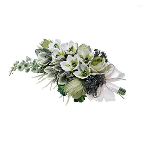 Decoratieve bloemen G6DA bruiloft bruidsboeket waterval vorm trapsgewijze kunstmatige rustieke vintage bruidsmeisje bedrijf bloem