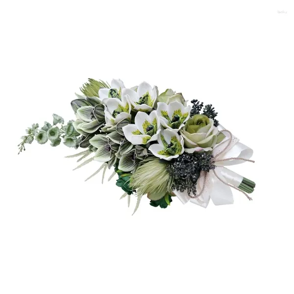 Fiori decorativi G6DA Bouquet da sposa da sposa a forma di cascata Fiore artificiale rustico vintage da damigella d'onore