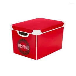 Fleurs décoratives Gallon Couronne de Noël Design de rangement en plastique Bin tient 60 ornements rouges