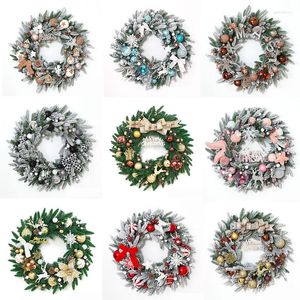 Decoratieve bloemen gangheng 20/24 inch pre-verlichte kunstmatige kerstkrans crestwood sparren witte lichten met dennenappels bessenclusters