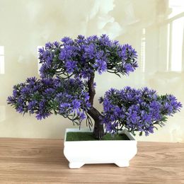 Fleurs décoratives ganoderma arbre pine simulation fleur plante artificielle bonsaï fausses de pot verts ornements table
