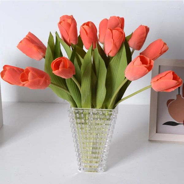 Fleurs décoratives, décoration de jardin, tulipes artificielles au toucher réel, Bouquet d'arrangement pour maison, bureau, mariage, 3 pièces