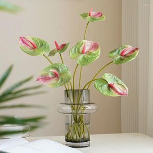 Fleurs décoratives jardin maison élégante bricolage nuptial anthurium artificiel calla lylies plantes fausses