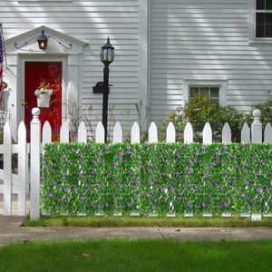 Fleurs décoratives Crérat de jardin en expansion extension du treillis de la confidentialité Couverture artificielle fausse ivy laisse la clôture en bois pour les bâtiments